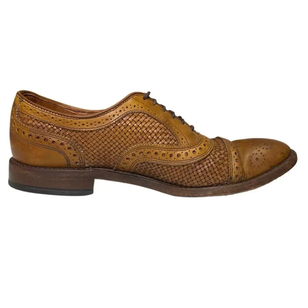 EUC - Allen Edmonds Strand Cap‑Toe Woven Walnut Leather Oxford